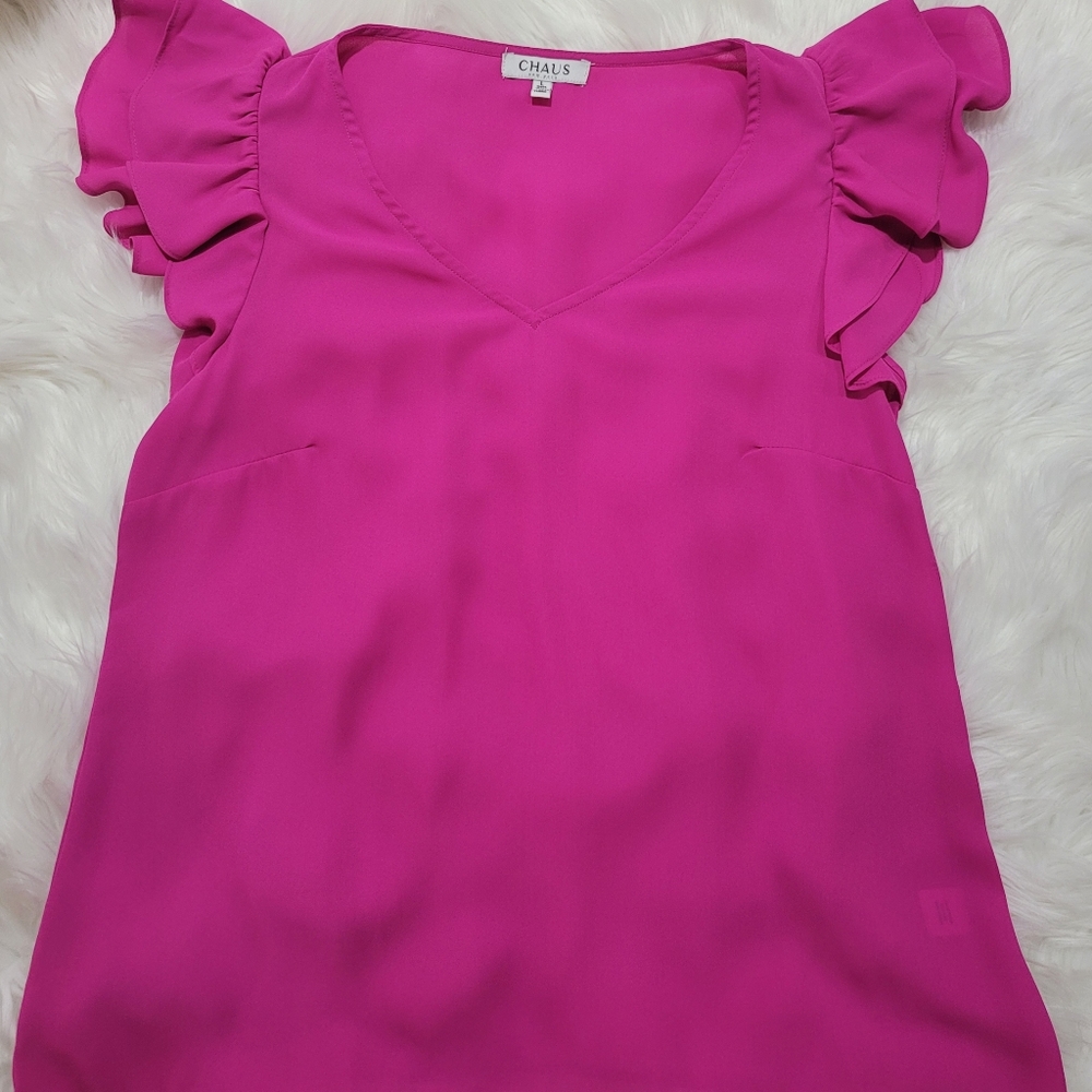 CHAUS fushia blouse size L